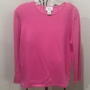 Ann Taylor LOFT Geranium Pink Long Sleeve Crew Sweater